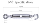316 A4 marine grade stainless steel hook to eye turnbuckle rigging screws M5 M6 M8 5mm 6mm 8mm