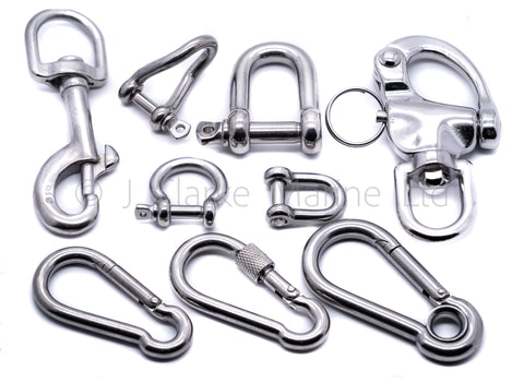 shackles carbine hooks snap hook carabiner dee twisted stainless steel 316 a4 marine grade