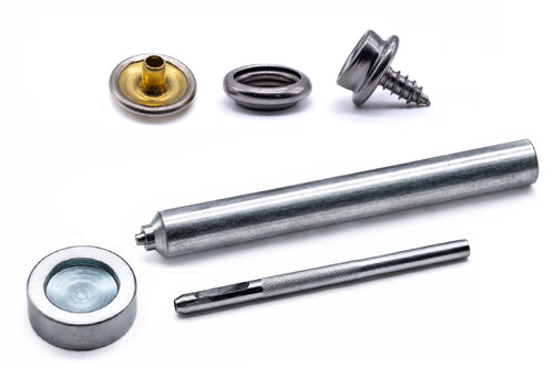 Durable DOT press snap fastener kit brass nickel plated canvas to deck 3/8" short screw with tools