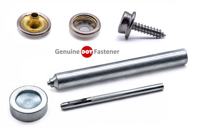 Durable DOT press snap fastener kit brass nickel plated canvas to deck 5/8" long screw with tools