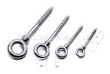 Woodscrew eye bolt - Marine grade stainless steel 316 A4 8mm 10mm 6mm 5mm 50mm 60mm 80mm 100mm