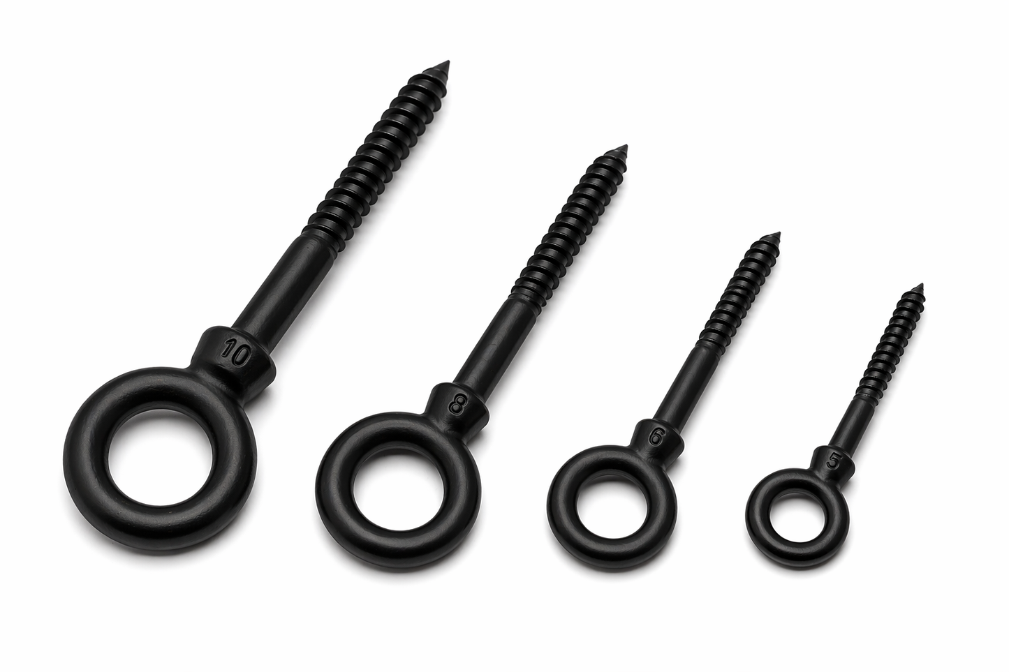 Matte black woodscrew eye bolt - Marine grade stainless steel 316 A4