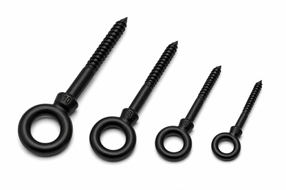 Matte black woodscrew eye bolt - Marine grade stainless steel 316 A4
