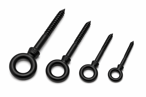 Matte black woodscrew eye bolt - Marine grade stainless steel 316 A4