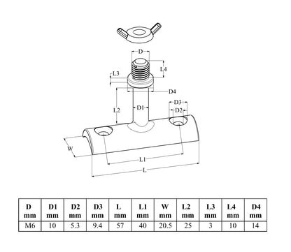 Deck hinge fitting concave base with stem for solar panels 316 A4 stainless steel