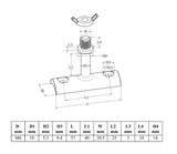 Deck hinge fitting concave base with stem for solar panels 316 A4 stainless steel