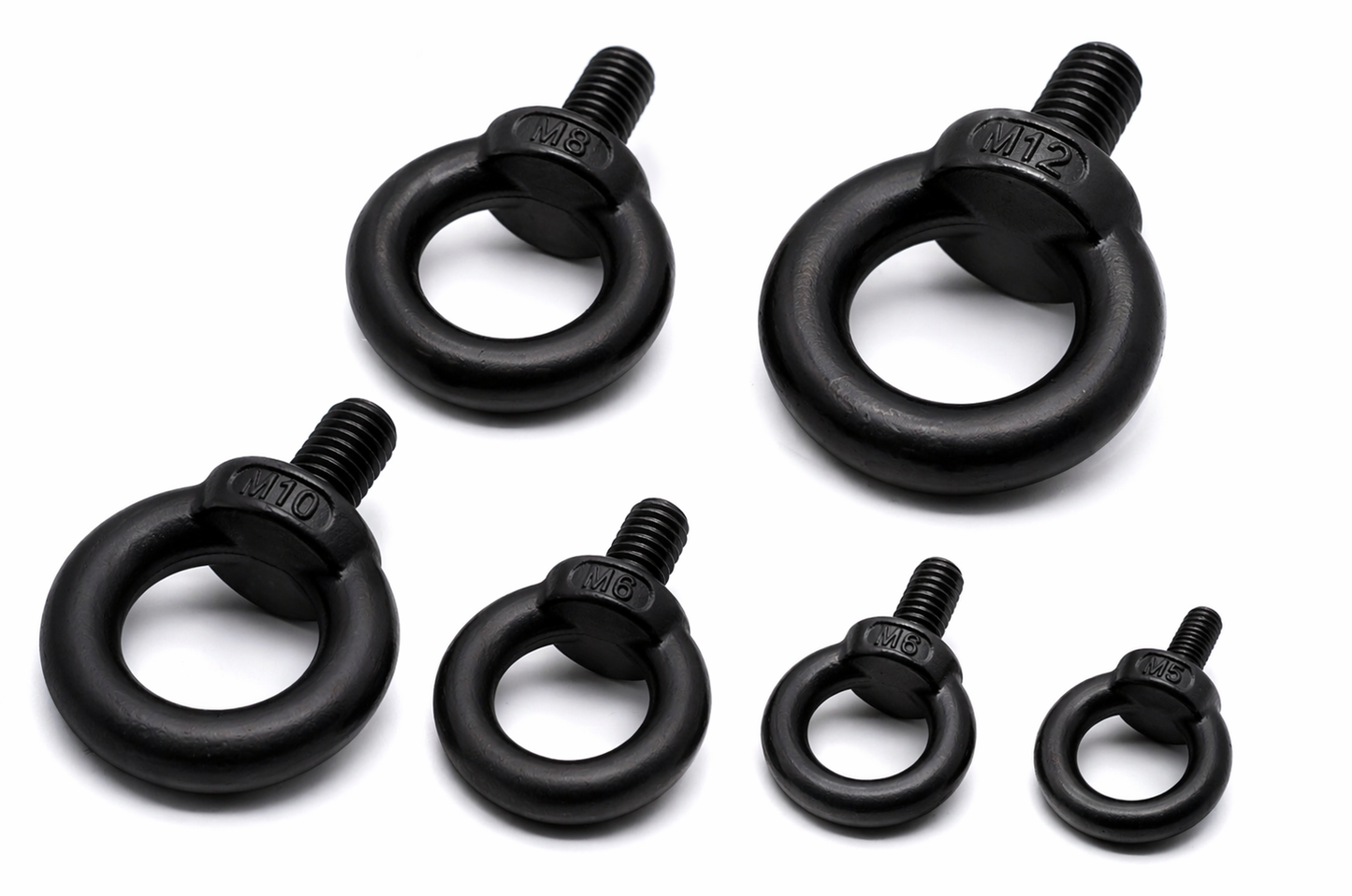 Matte black eye bolt with short thread - Marine grade stainless steel 316 A4