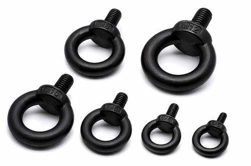 Matte black eye bolt with short thread - Marine grade stainless steel 316 A4