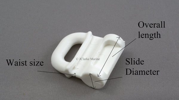 Low friction sail slide slug white plastic