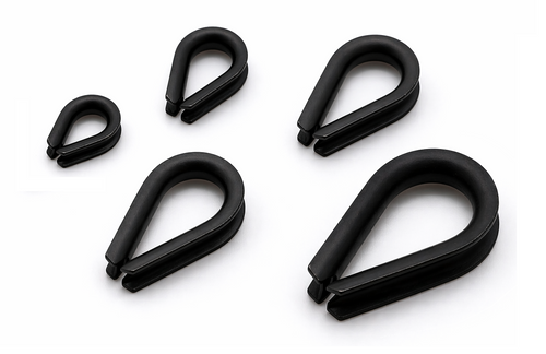 Matte black stainless steel thimble for wire / rope 316 A4 marine grade