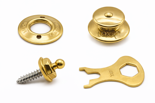 LOXX® Fastener Set – Solid Brass Top Button & Stainless Steel Screw Stud