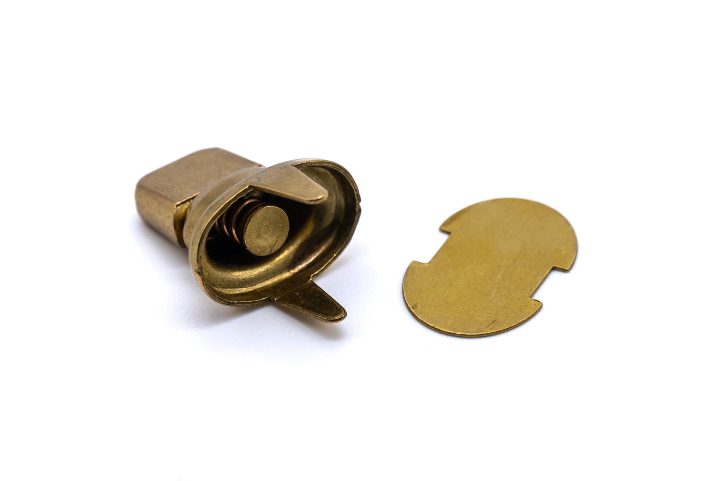 Solid brass gilt finish turnbutton fastener cloth to cloth clinch and washer