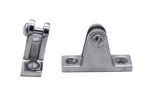 Angled slanted deck hinge for boat canopy bimini fitting deck hardware sprayhood