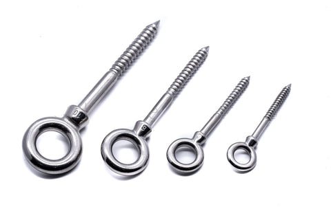 Woodscrew eye bolt - Marine grade stainless steel 316 A4 8mm 10mm 6mm 5mm 50mm 60mm 80mm 100mm