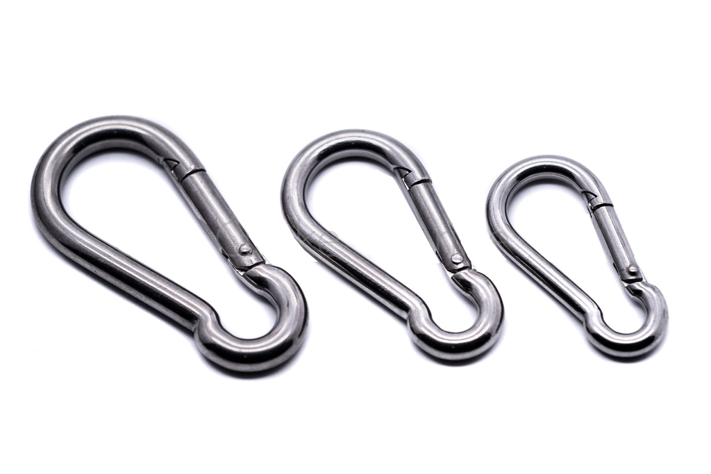 STAINLESS STEEL Carabiner Clip ~ 8mm x 80mm ~ NON RUSTING Snap Hooks Large  CLIPS