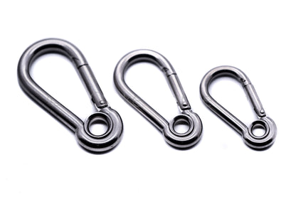 Carbine carabiner snap hook with eyelet A4 316 stainless steel