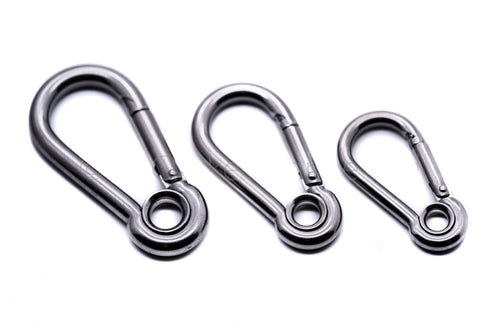 Carbine carabiner snap hook with eyelet A4 316 stainless steel