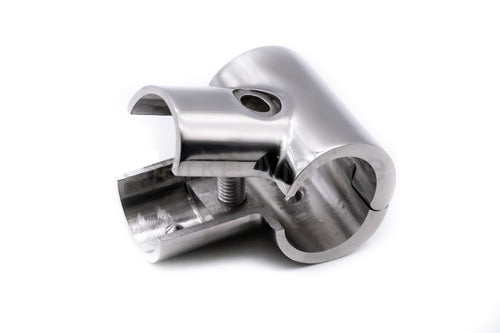 Bimini handrail open hinged fitting 90 degree T piece tee tubing rail fitting