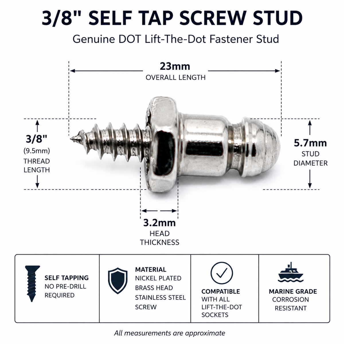 Lift the Dot Fastener – Genuine DOT® Self Tapping Screw Stud 3/8
