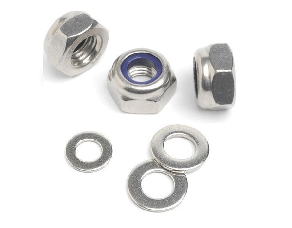 Stainless steel Ny loc nut with nylon insert and washers 316 A4 marine grade