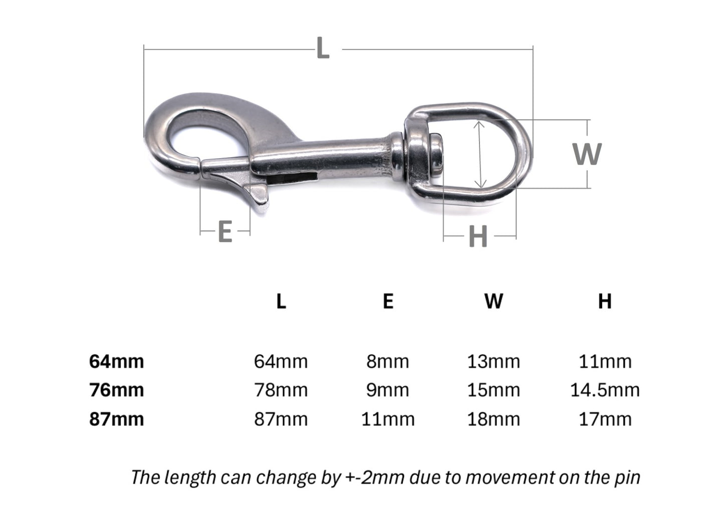 Dog lead trigger snap hook collar harness stainless steel non rust 316 A4 marine grade