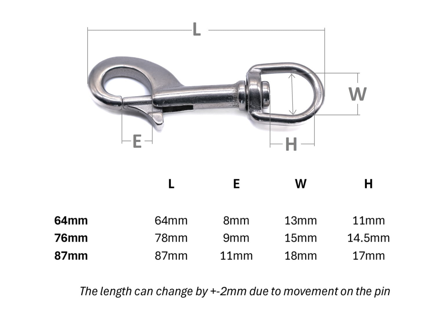 Dog lead trigger snap hook collar harness stainless steel non rust 316 A4 marine grade