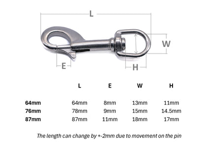 Dog lead trigger snap hook collar harness stainless steel non rust 316 A4 marine grade