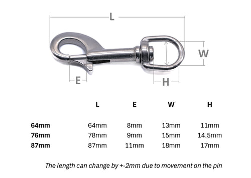 Dog lead trigger snap hook collar harness stainless steel non rust 316 A4 marine grade