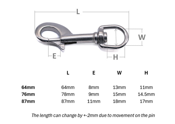 Dog lead trigger snap hook collar harness stainless steel non rust 316 A4 marine grade