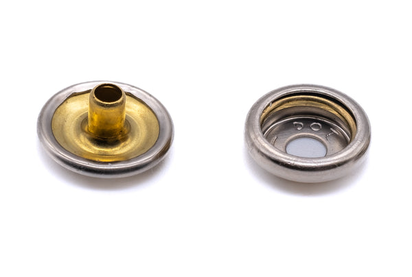 Durable DOT press snap fastener kit brass nickel plated canvas to deck 3/8" short screw with tools
