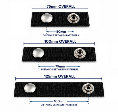 Boat Canopy Snap Extender Straps - Durable DOT 316 A4 Stainless Steel - Black UV Webbing
