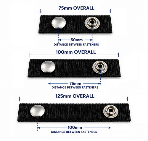Boat Canopy Snap Extender Straps - Durable DOT 316 A4 Stainless Steel - Black UV Webbing