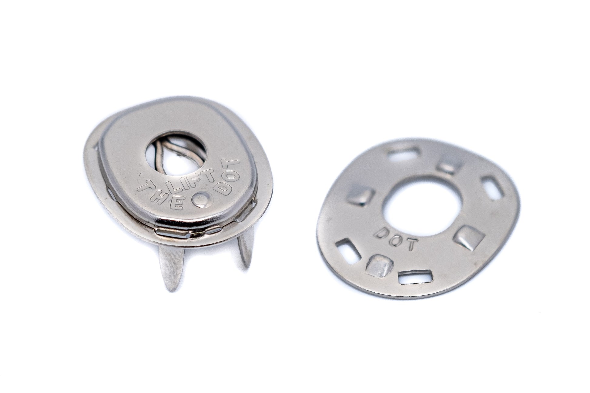 Lift the dot socket and plate fastener ( Longer Prongs )