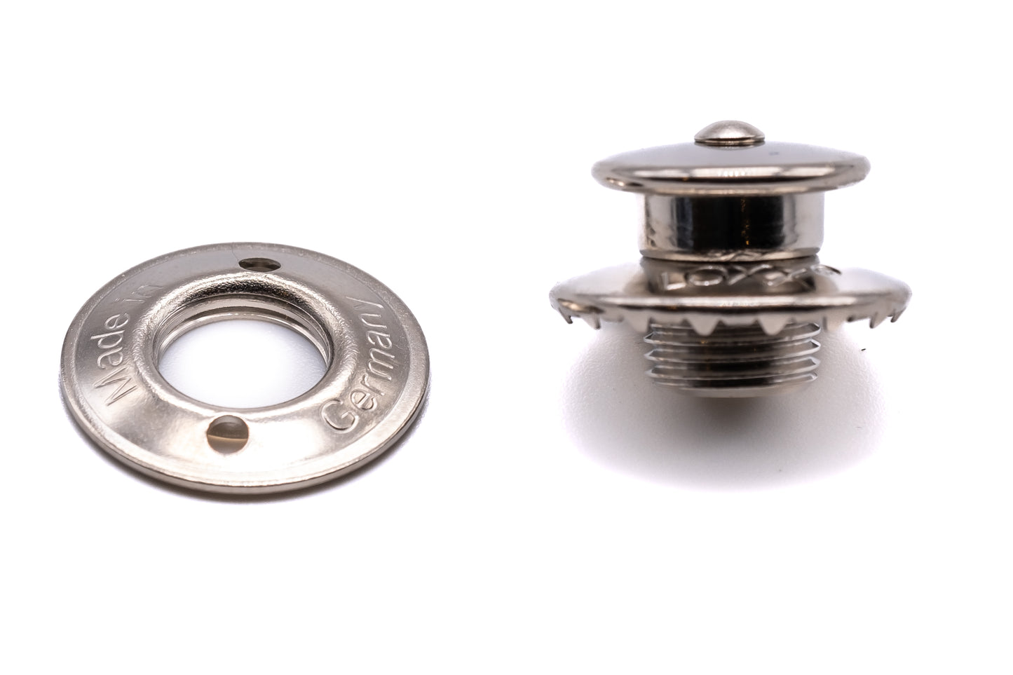 Loxx fastener upper part large cap brass nickel plated