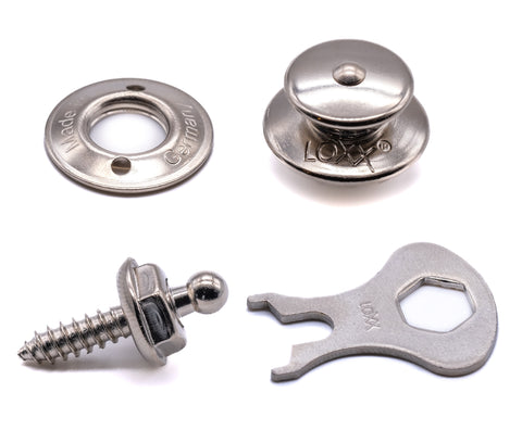 LOXX® Fastener Set – Nickel Plated Top Button & Stainless Steel Screw Stud