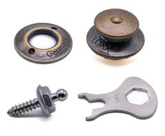 LOXX® Fastener Set – Vintage Brass Top Button & Stainless Steel Screw Stud
