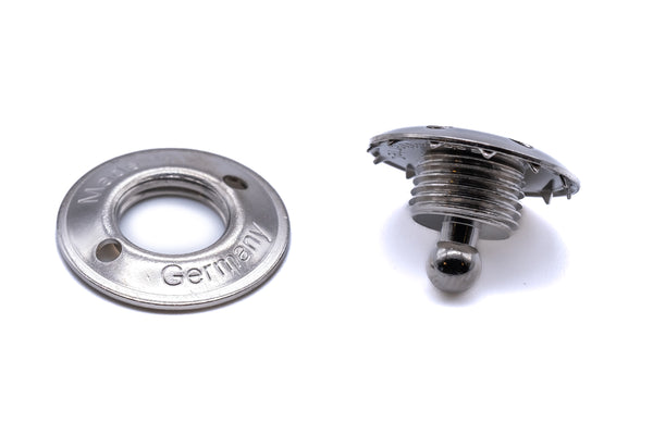 Loxx fastener lower part for fabric brass nickel plated