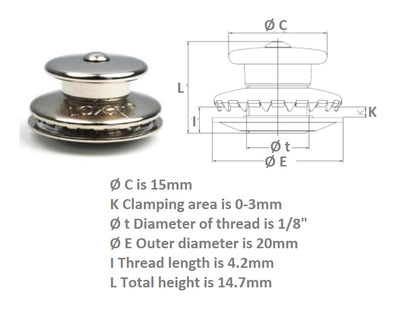 Loxx fastener upper part large cap Solid Brass