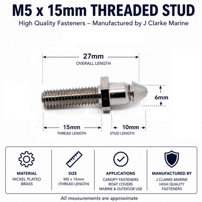 Lift the Dot Fastener Set – Socket, Washer & M5 × 15mm Threaded Stud