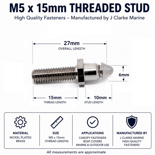 Lift the Dot Fastener – Threaded Stud & Nut M5 × 15mm