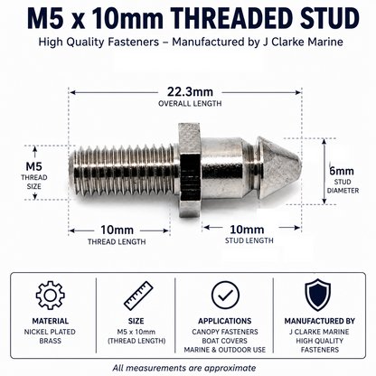 Lift the Dot Fastener – Threaded Stud & Nut M5 × 10mm Short Machine Thread