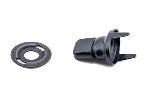 Military oxide black turnbutton fastener cloth to cloth clinch and washer