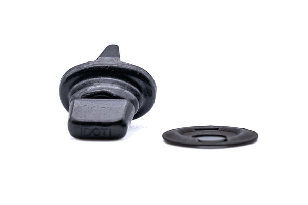 Military oxide black turnbutton fastener cloth to cloth clinch and washer