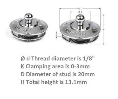 Loxx fastener lower part for fabric black chrome