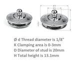 Loxx fastener lower part for fabric brass chrome plated