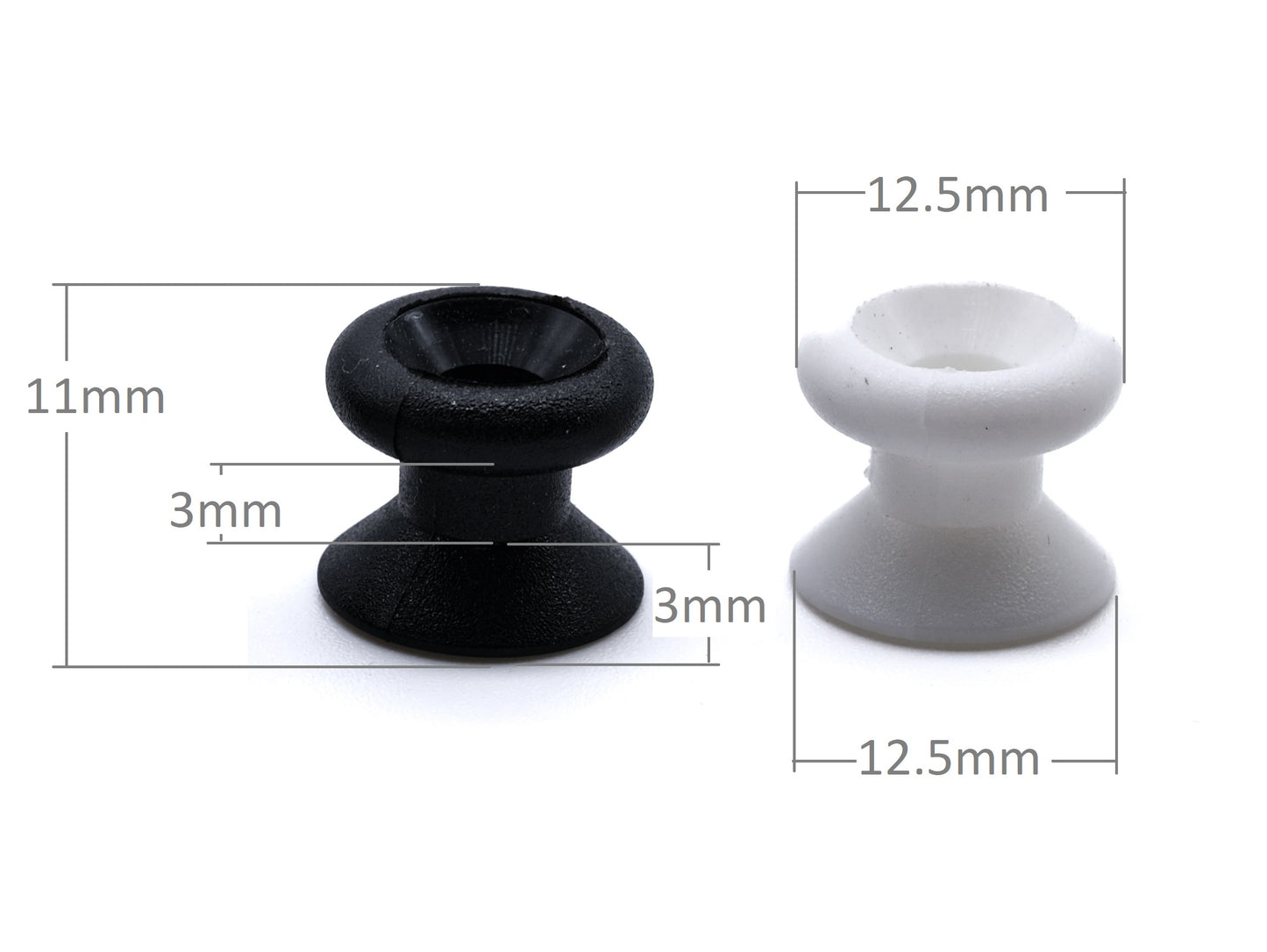 Canopy lacing mushroom / button with bevel base black and white