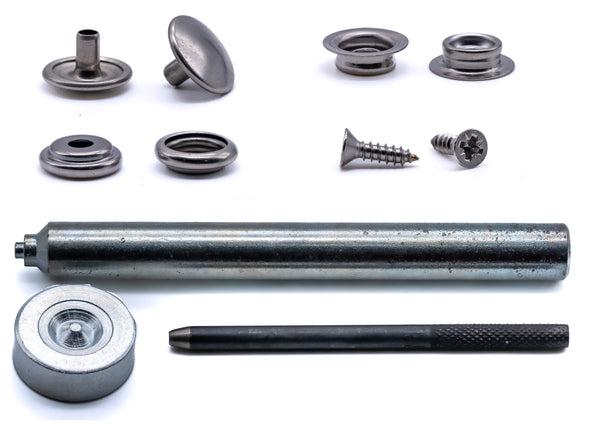 Canvas to deck press snap fastener kit 316 A4 stainless steel marine grade stud and screw