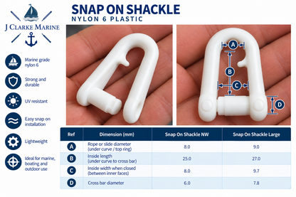 White Nylon Snap-On Sail Shackles – Small & Large | Marine Sail Fittings
