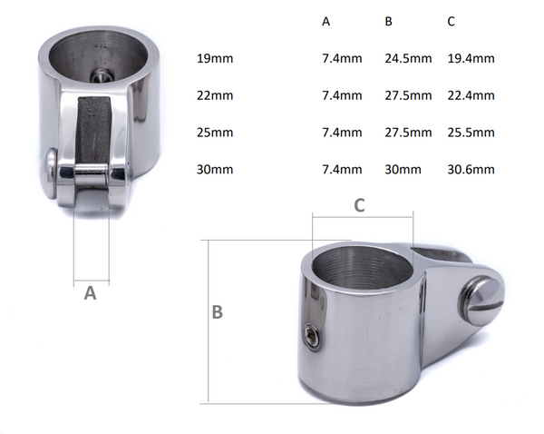 Jaw slide clamp bimini fitting for boat sprayhood canopy