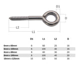 Stainless steel vine eye wood screw A4 316 Marine grade trellis plants training